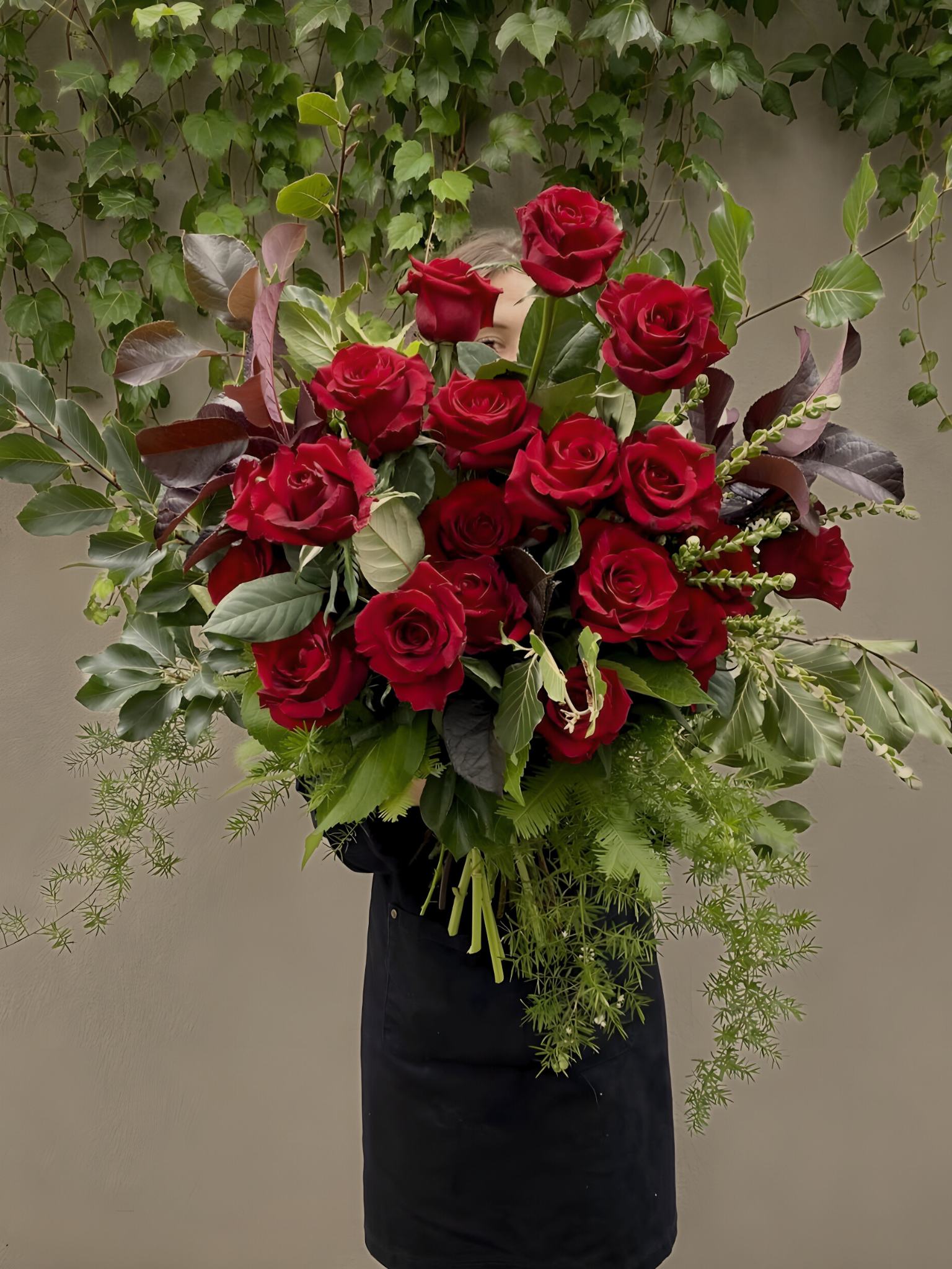 Romantic Valentine’s Day flower bouquet with luxury presentation