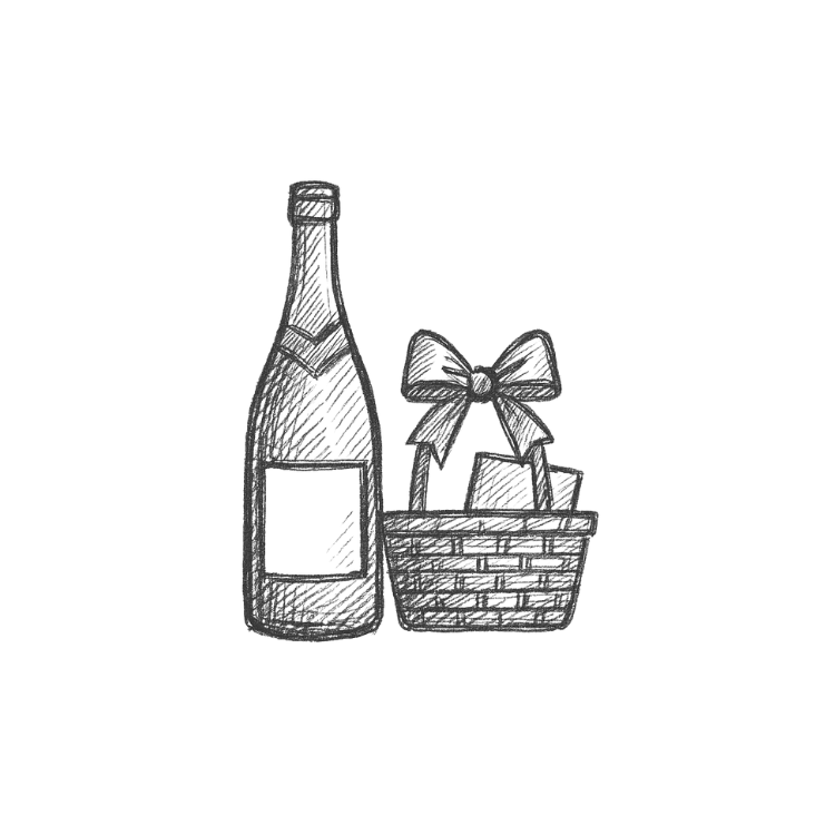 gift hamper with champagne icon