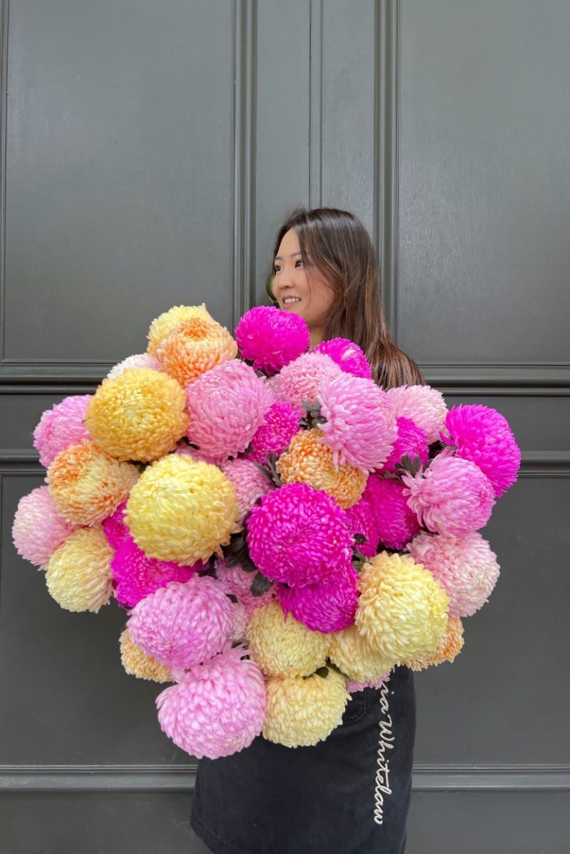 chrysanthemums Flower Bouquet featuring en masse chrysanthemums with lush greenery