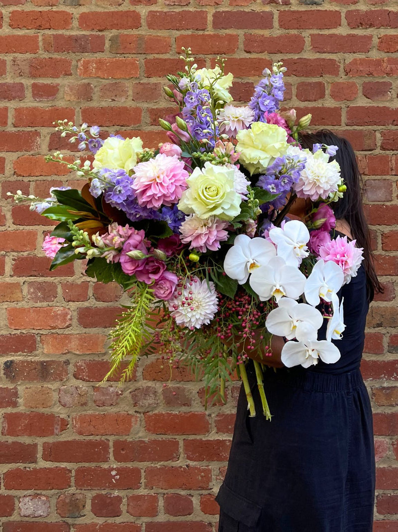 Decorative floral arrangement in soft tones