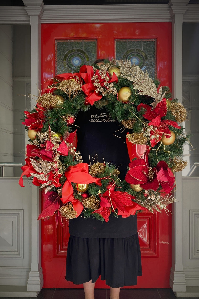 red and green christmas door wreath for delivery melbourne