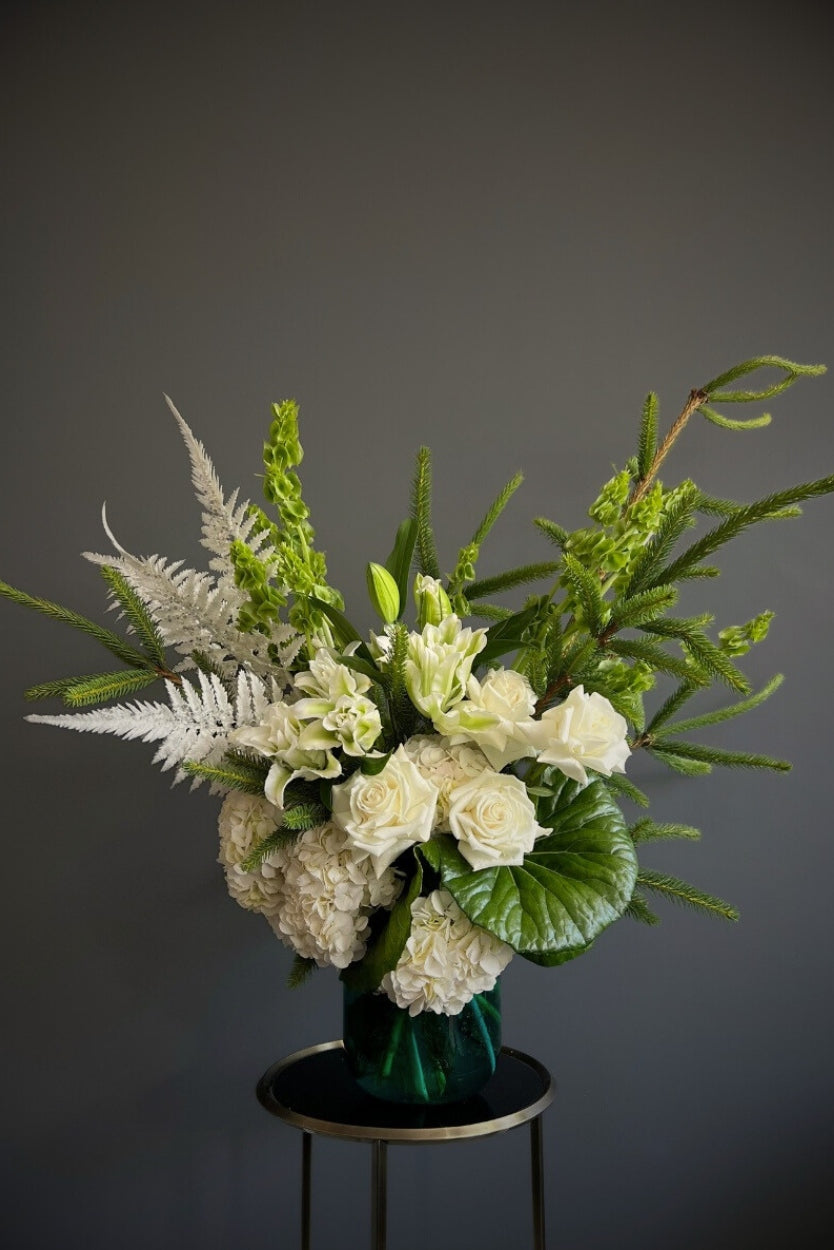 white bouquet with christmas florals for delivery melbourne